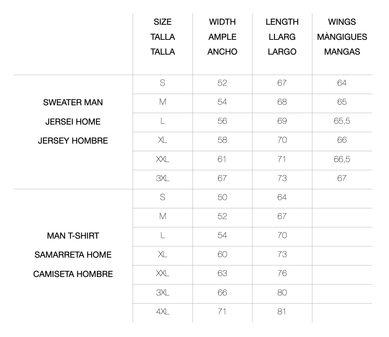 Men's size guide IAIOS